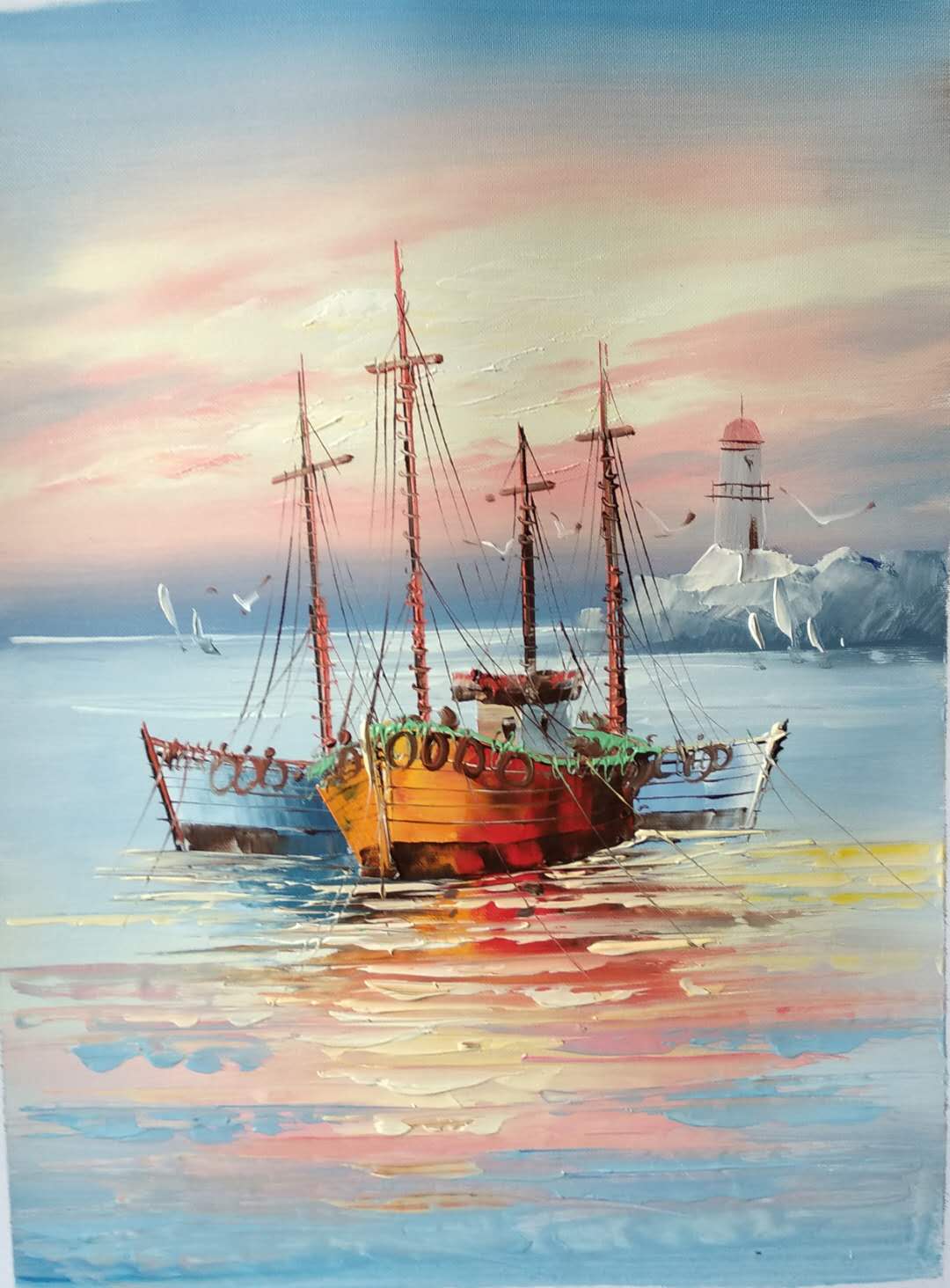 油画行画开稿 欧式风景油画