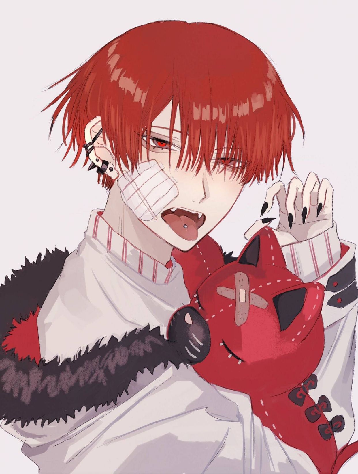 病娇系少年插画,风格诡异又可爱