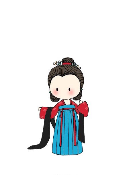 人物手绘,超可爱的简笔画,古风汉服小女孩,文气的女孩