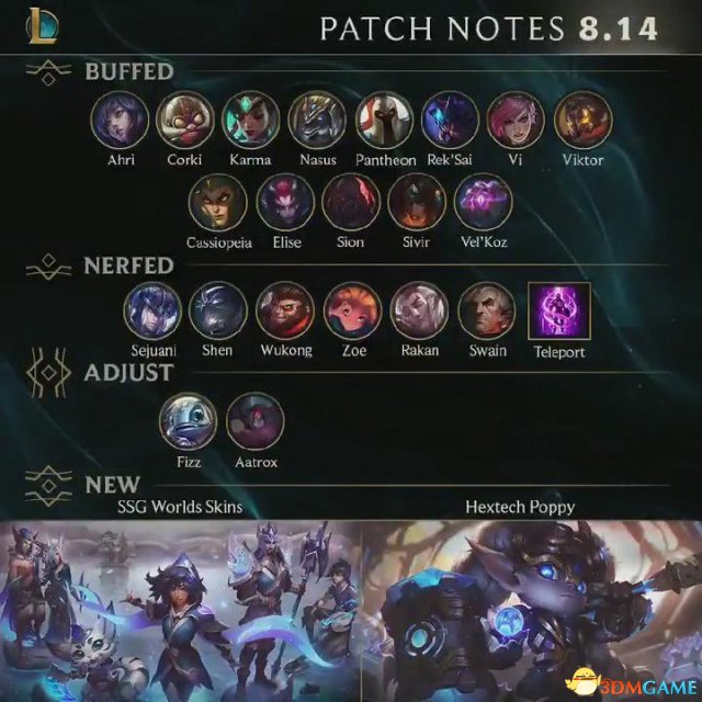 《lol》8.14更新預告 ssg冠軍皮膚亮相 劍魔調整