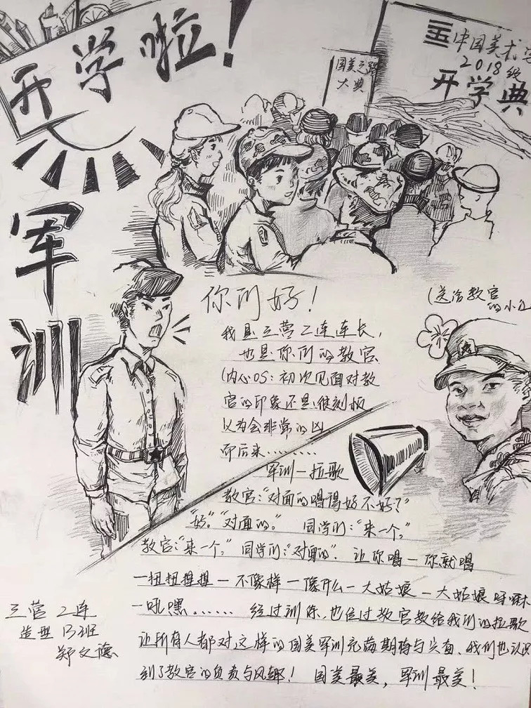 美院人军训后还留下了这些萌翻了的漫画军训日记