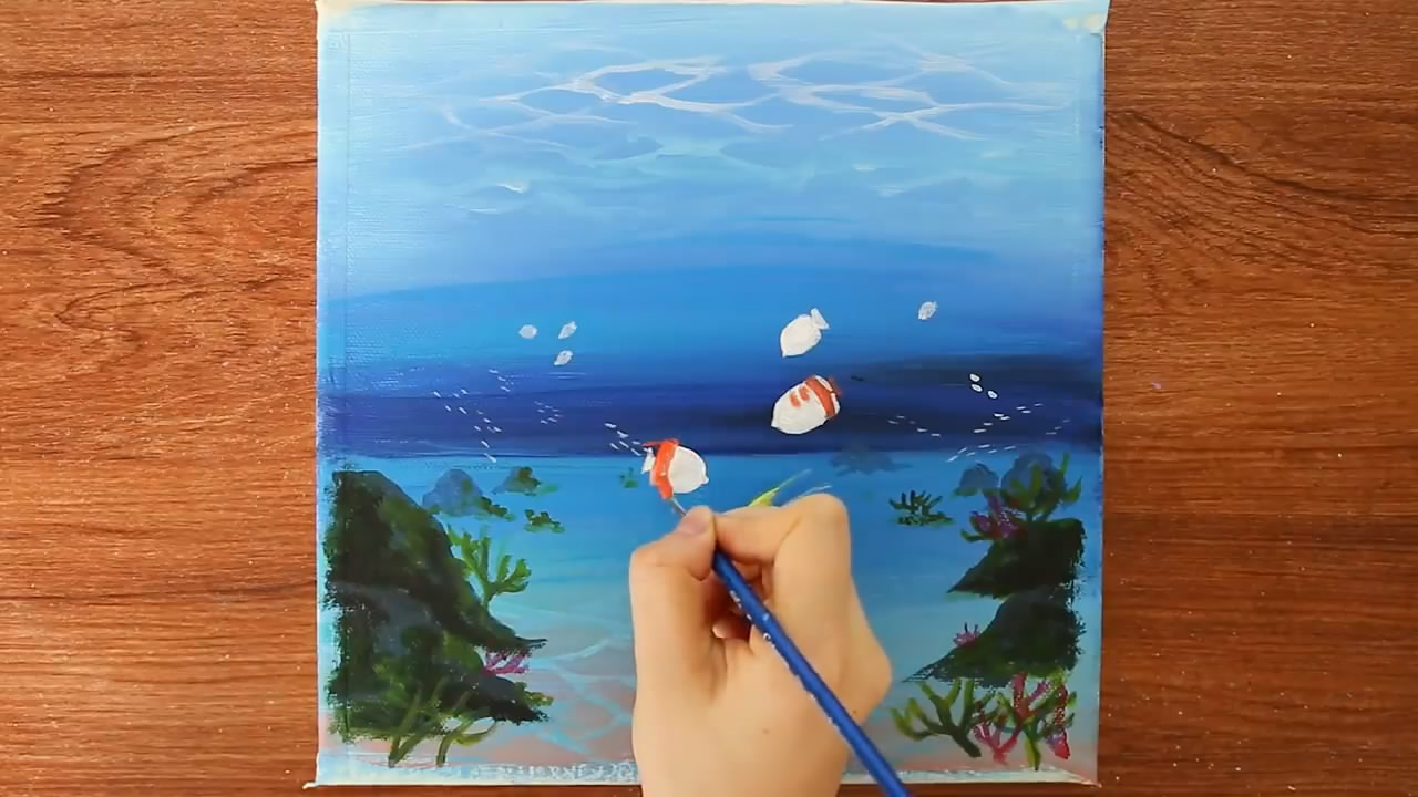 绘画小课堂,带你学习如何画漂亮的水下海景!