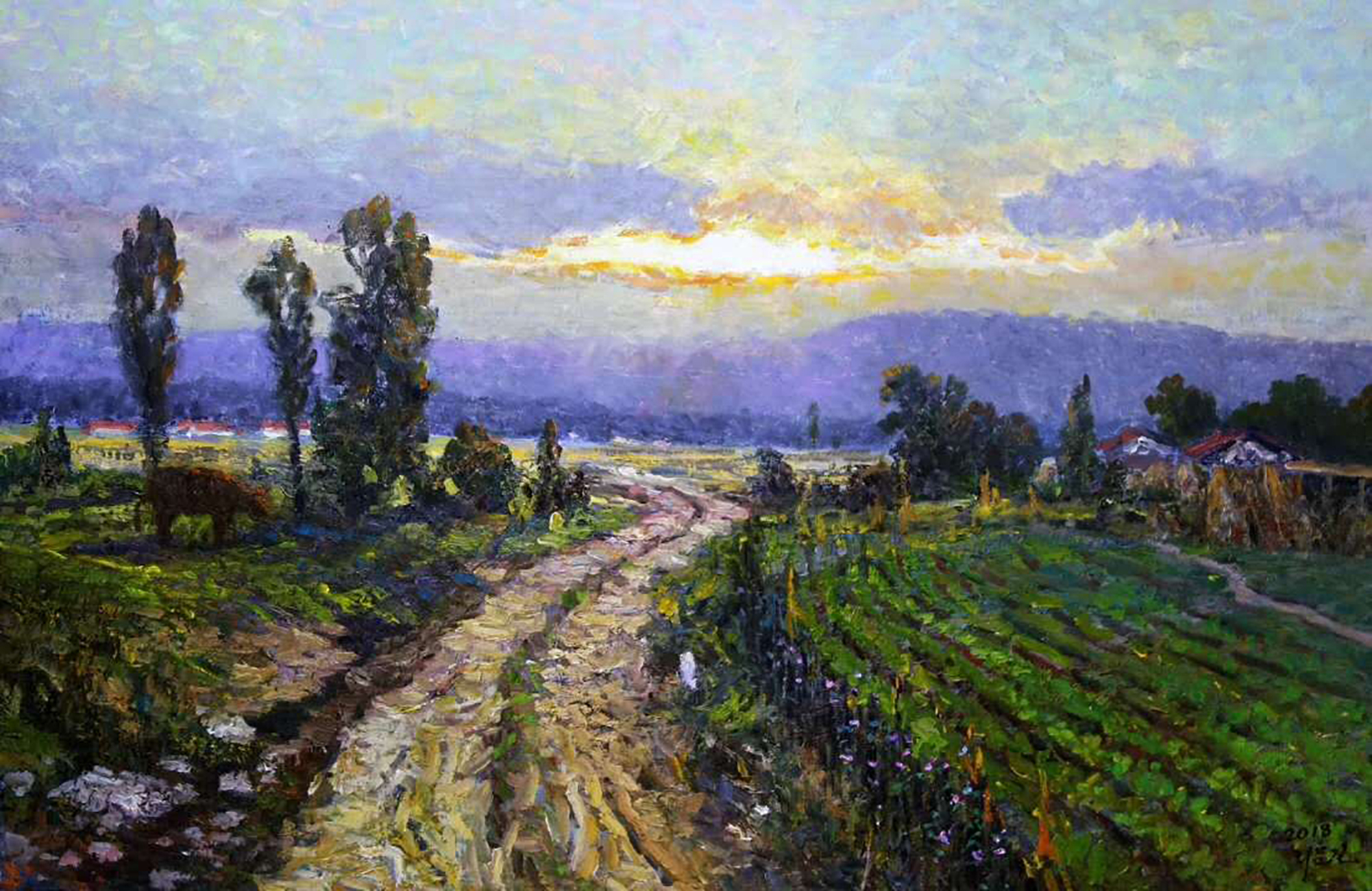 自然生长的原野,才能画出色彩粗犷的油画风景