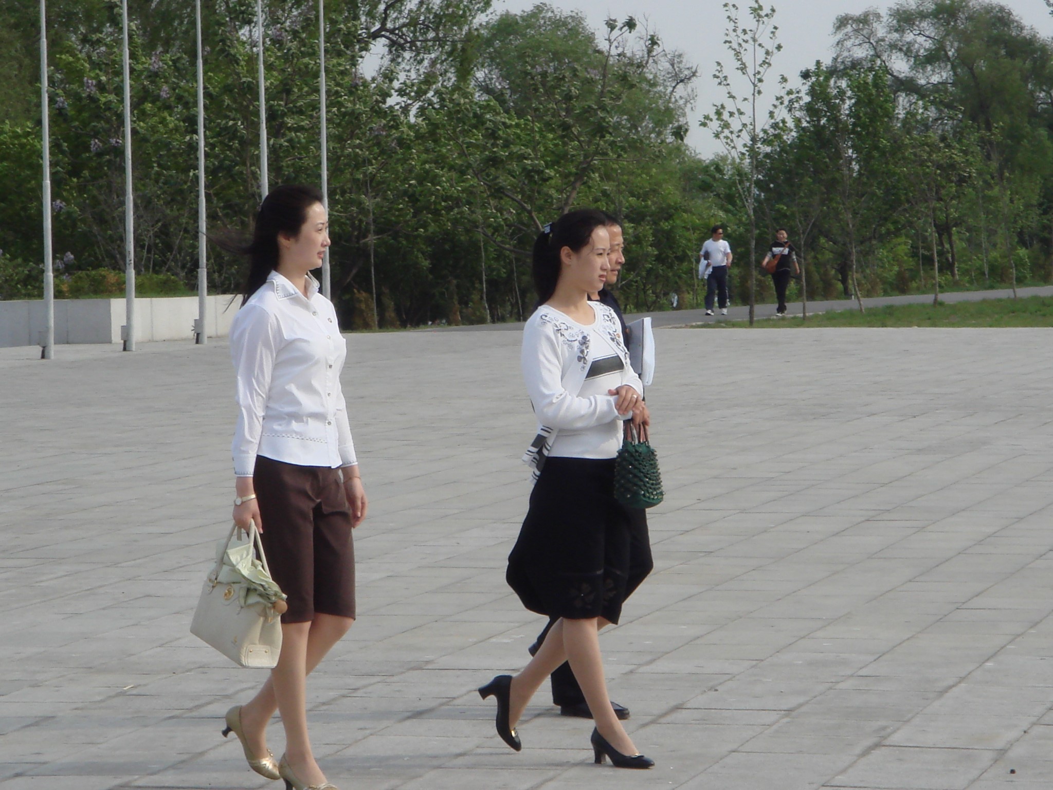 街拍朝鲜平壤马路上的女性!