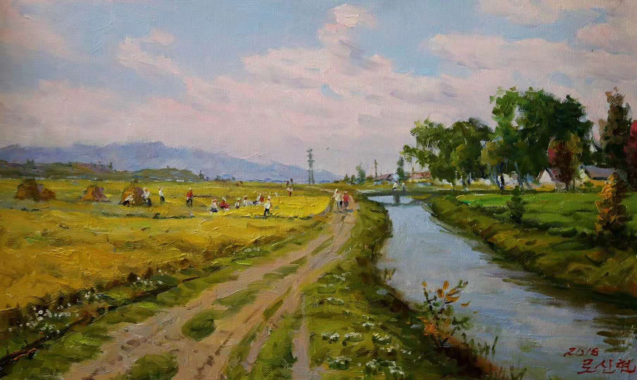 用油彩表现那条记忆中的泥路,油画风景欣赏