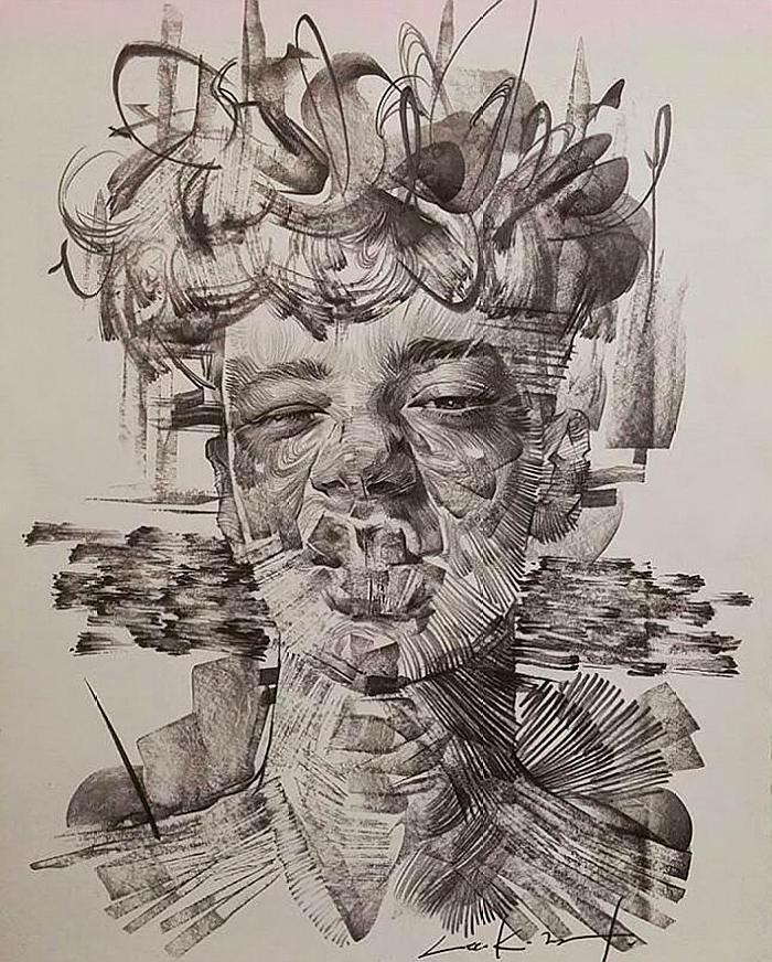 充满力量感的人像铅笔画素描艺术 素描还可以画真漂亮