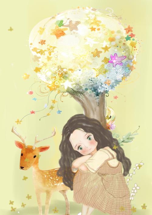 韩国插画师一组森林女孩插画,高质量的同人绘画大作!