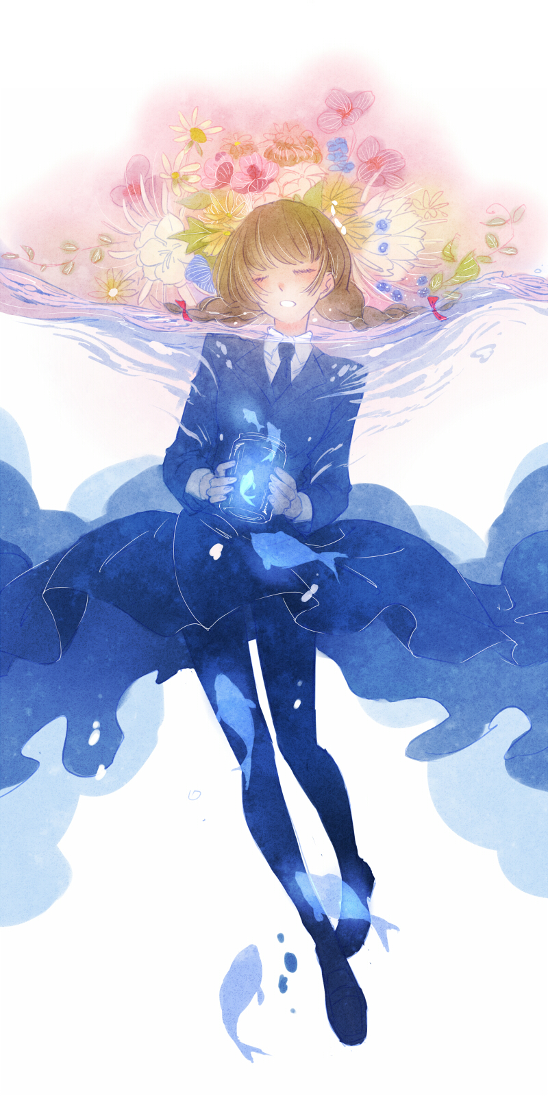 唯美二次元水蓝色插画分享