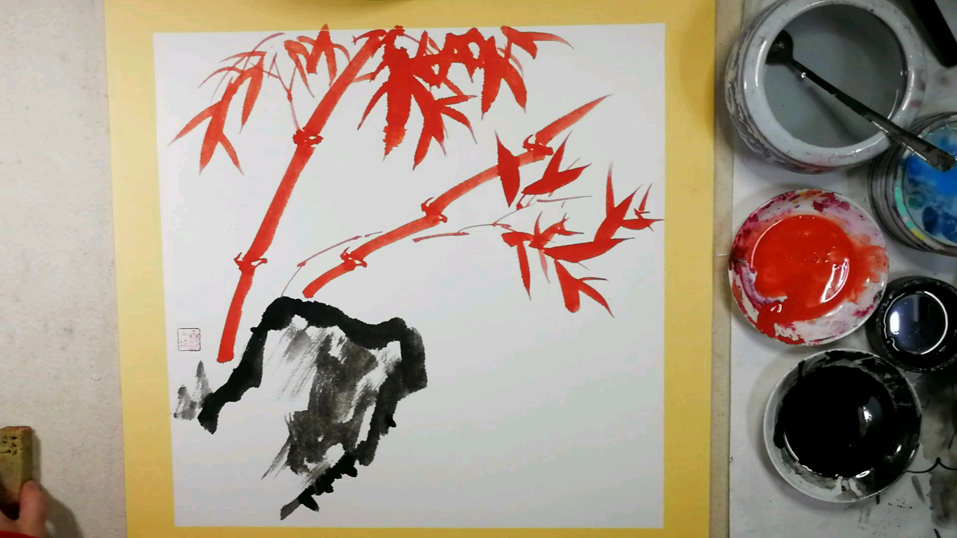 中国画课堂,零基础花鸟篇。第十九课竹。小品竹子又一种创作画