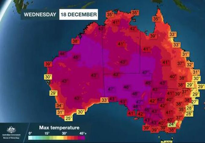 澳大利亚17日平均气温40