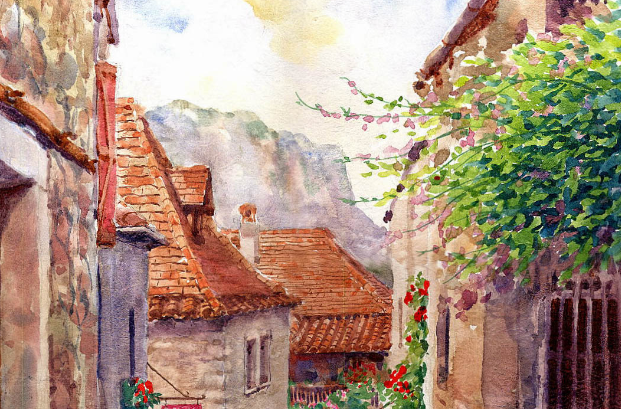 水彩场景插画:每张画都十分唯美,如让人感觉进入了童话世界中