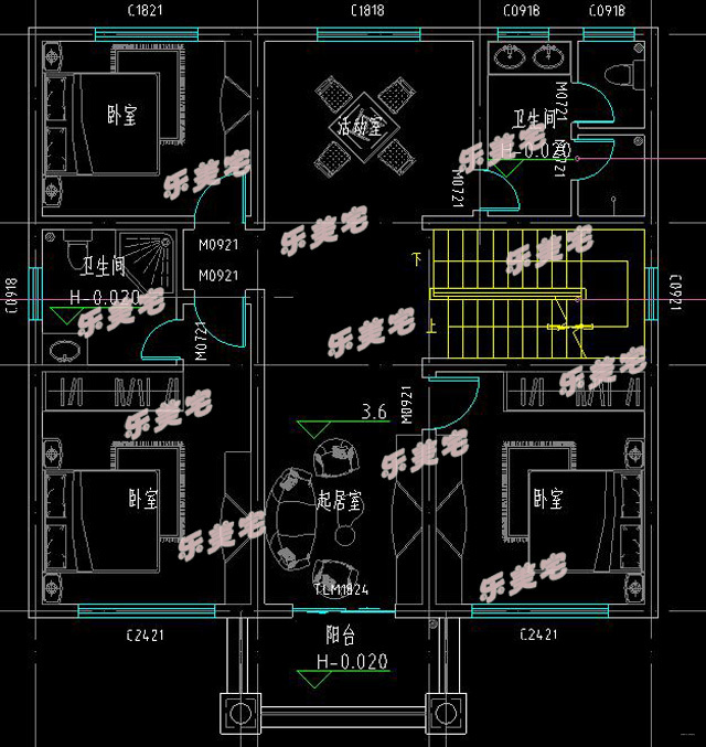 農村30萬三層自建房cad圖10.8×10米,含建築結構水電全套施工圖