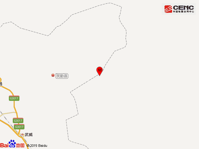 甘肃武威市民勤县发生3.8级地震