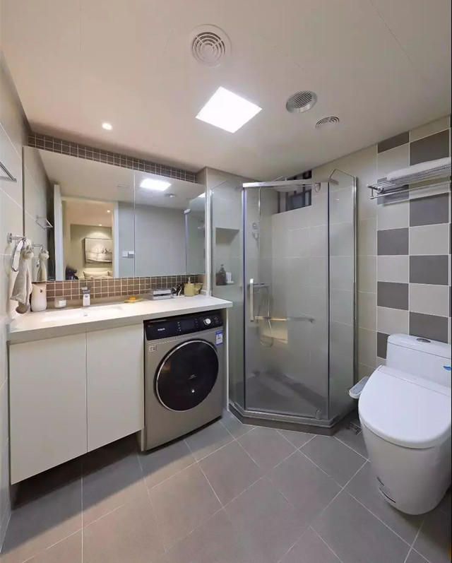 洗衣机放卫生间不好?谁说的,这样设计方便也好看