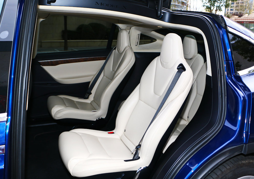 modelx车头紧凑圆润,车门采用鹰翼门,内饰设计极简风格