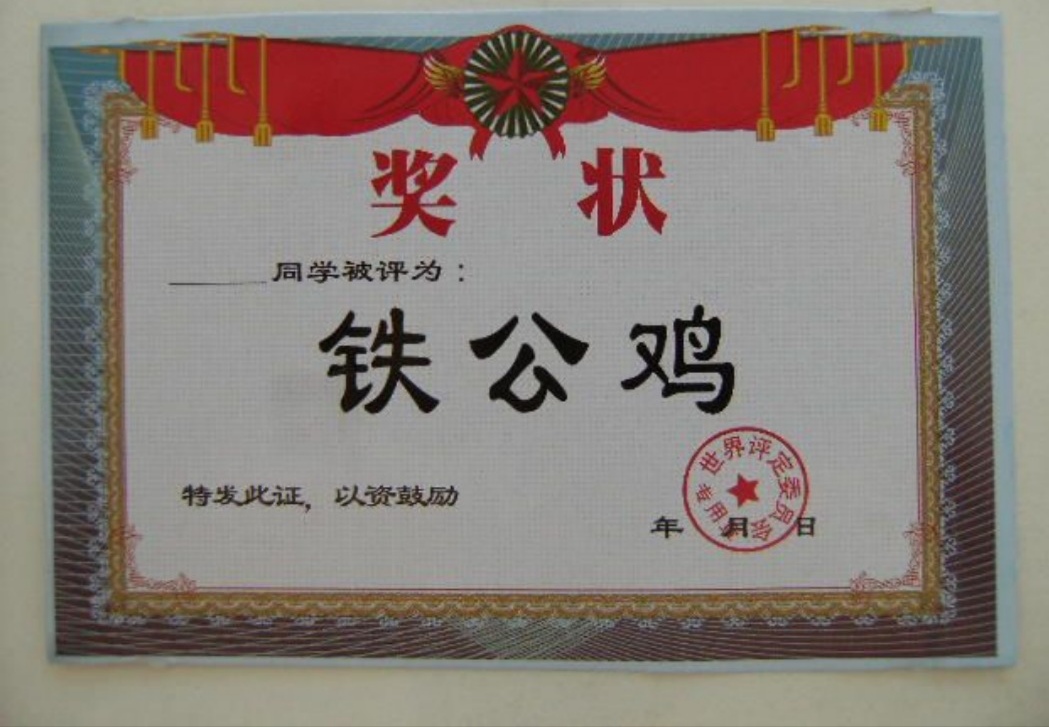 沙雕荣誉证书图片