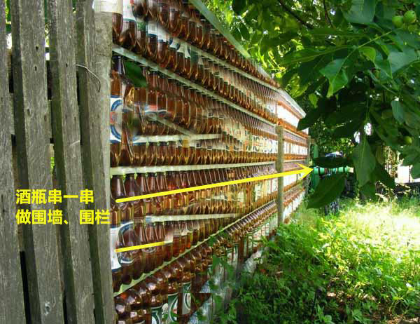啤酒瓶花园围栏图片