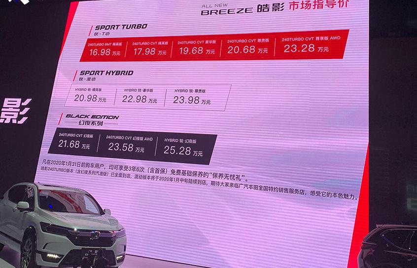 28万元,本田皓影正式上市!