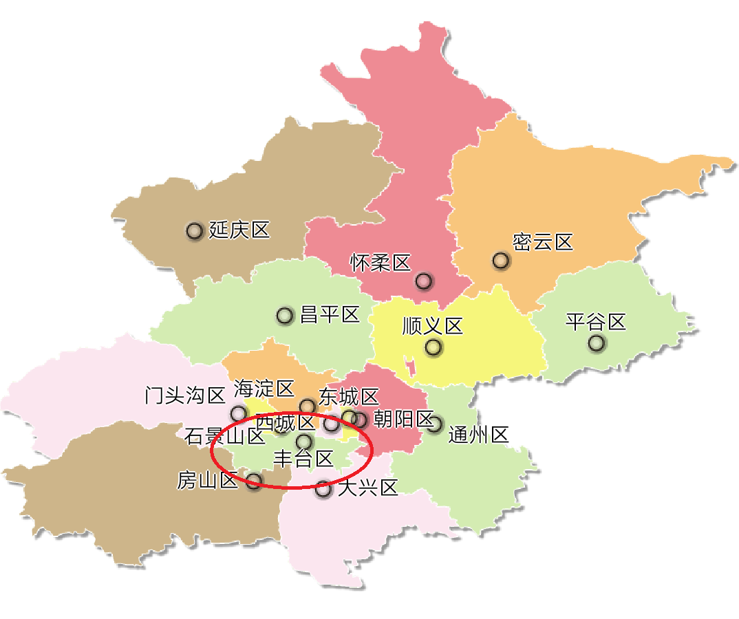 丰台区在北京市地图上面