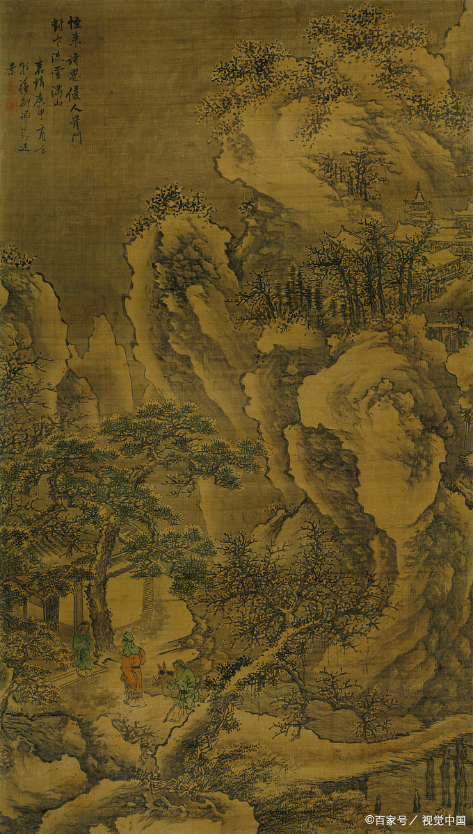 王维的《雪溪图》,这幅画是唐代著名画家王维创作的一幅山水画,描绘了