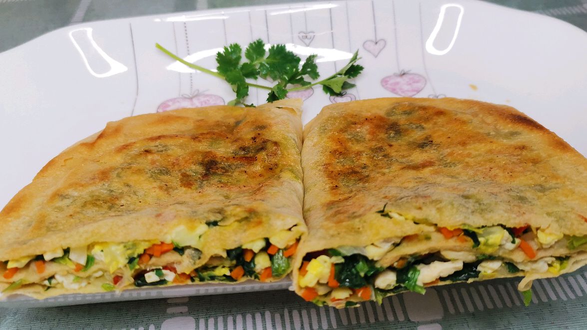 山东沂蒙特色塌煎饼,在家也能吃到街边美食,一次10种食材,脆香