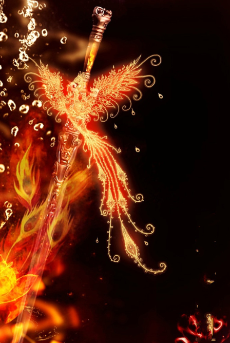 狮子座古风武器是淑世之道,剑上的凤凰十分的抢眼,泛着红色的火焰