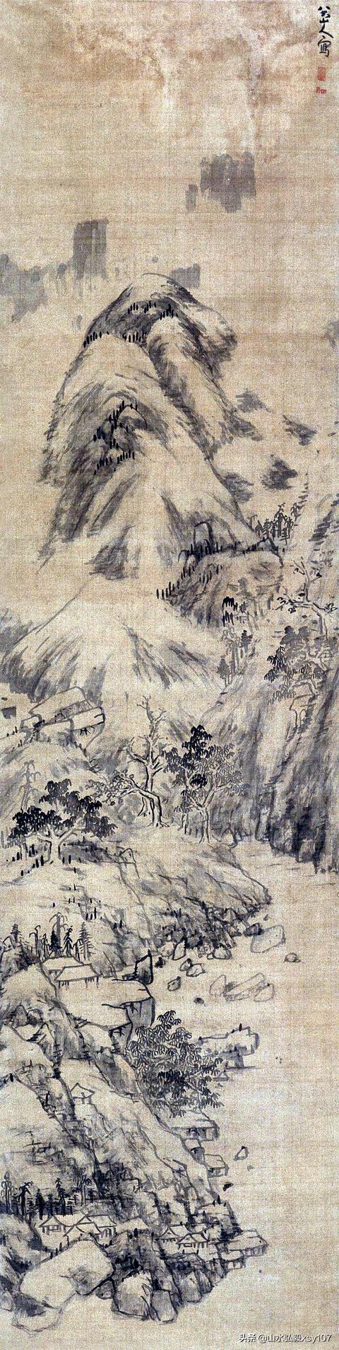 朱耷的山水画,意境荒索冷寂,是他孤愤内心和倔强的个性反映