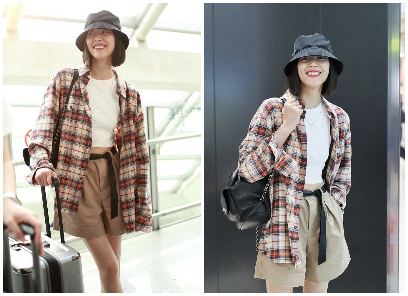 刘雯免去高额赔偿展迷人笑容,穿格子衬衫秀小蛮腰,简约又吸睛