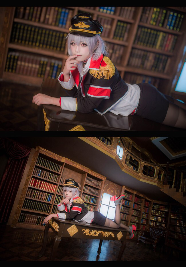 黑丝长腿齐柏林伯爵cos,气质出来了!