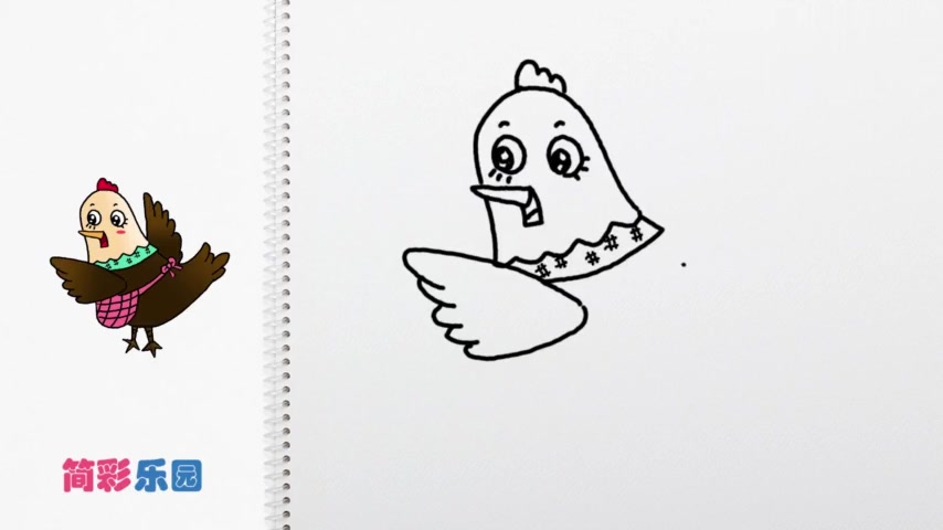 简单易学的卡通母鸡简笔画步骤图,轻松变身绘画达人