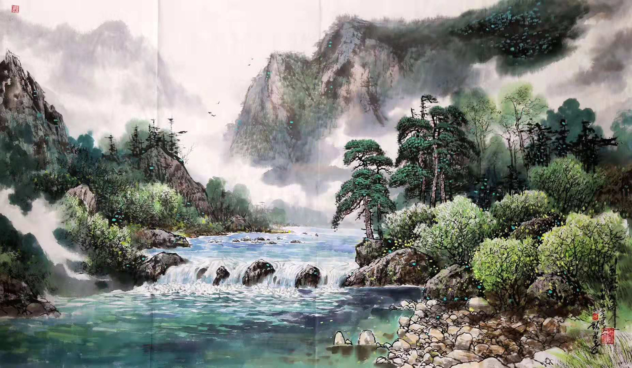 山水画(1),水坝 山水画(2),寒流将至