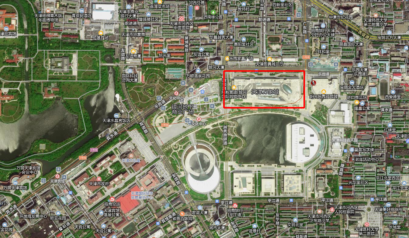 天津银河国际购物中心已经更名为天津万象城:牌匾和地图同步更换