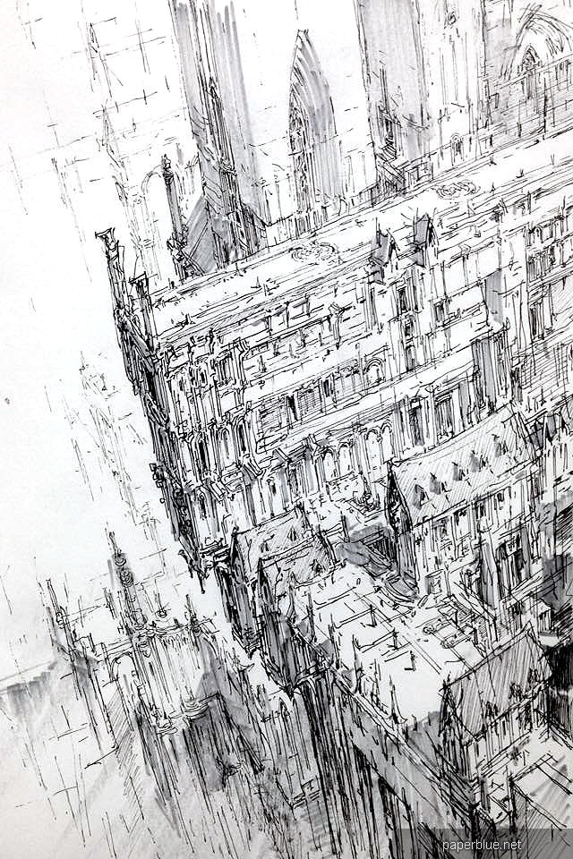 韩国概念插画师-paperblue 钢笔素描之机械设计篇