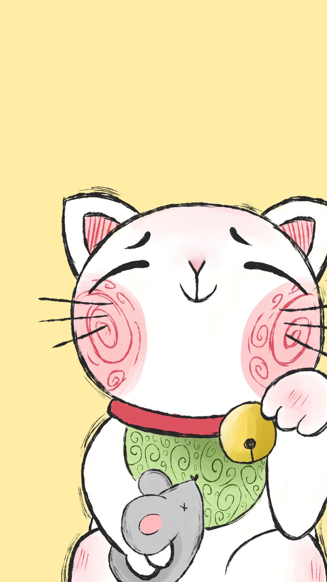 q版招财猫图片高清手机桌面壁纸,分辨率1080x1920