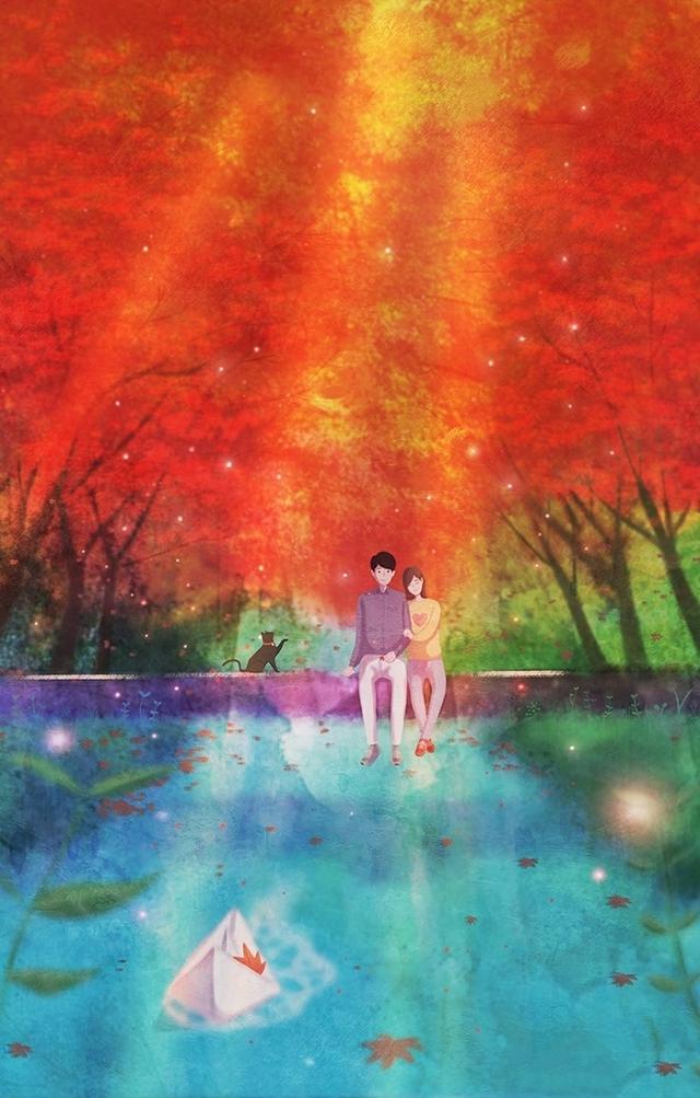 韩国插画师暖心治愈的情侣插画