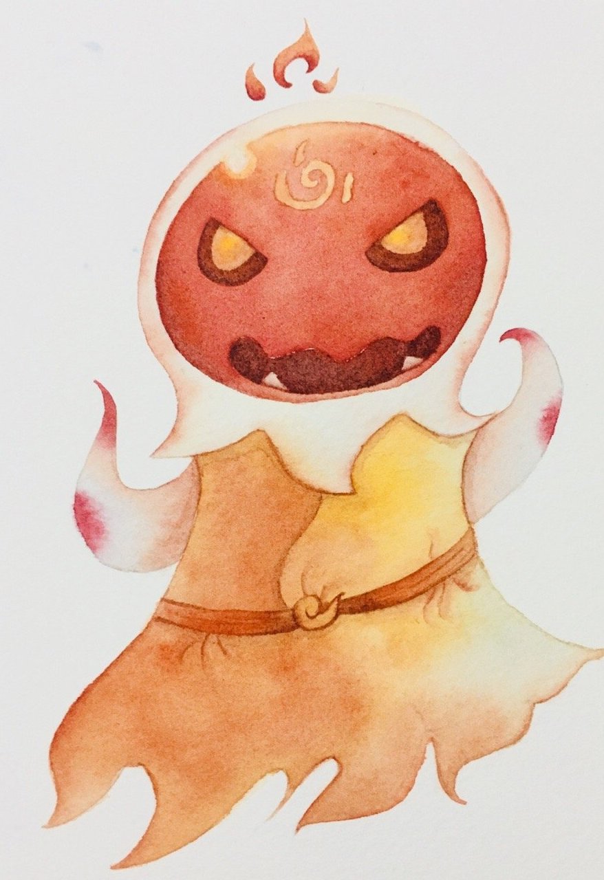 一起来捉妖:玩家手绘妖灵,元素宝宝表情不一,金元宝宝表情亮了