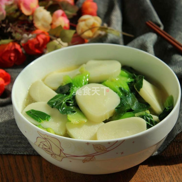 清淡青菜年糕汤吗,满满的都是妈妈的味道