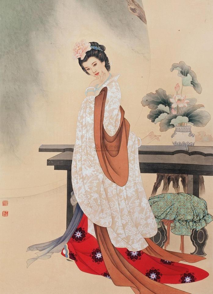 给大家分享一组漂亮的工笔画仕女图片