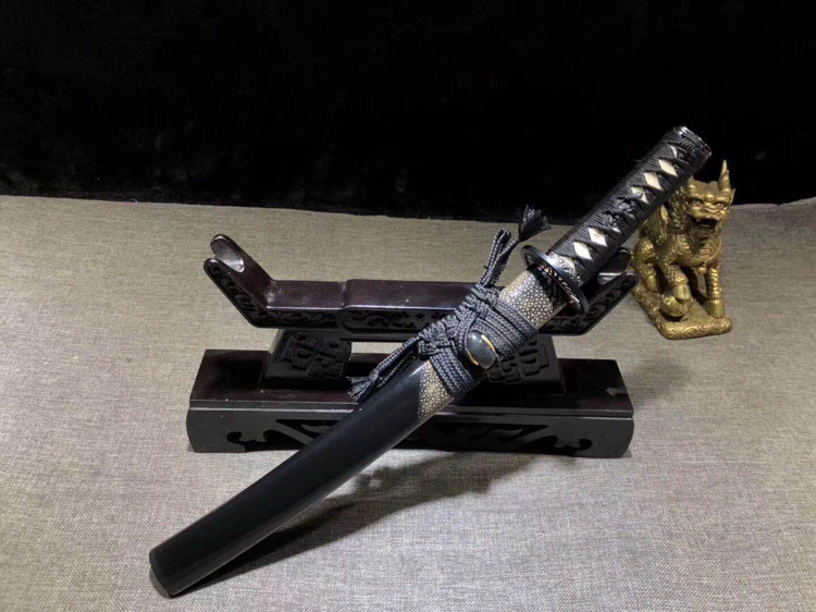 百炼钢烧刃半鱼皮铁装武士刀肋差一村雨肋差 此刃型为大v刃面平整锋利
