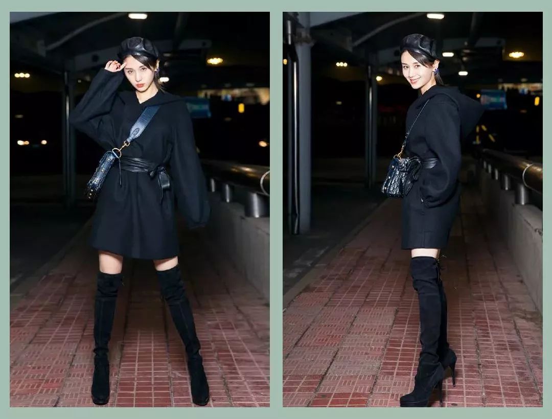 穿过膝长靴时千万不要让衣服完全遮盖大腿,露出一部分绝对领域, 性感