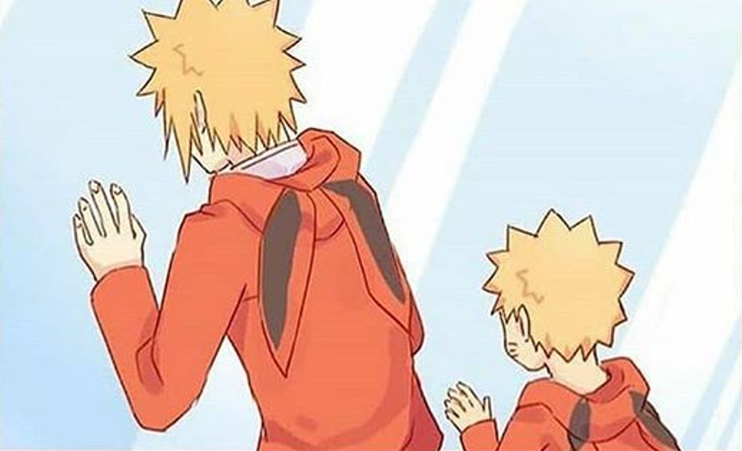 火影番外:鸣人与父亲穿九尾装逛街,玖辛奈喜欢帮鸣人扎辫子