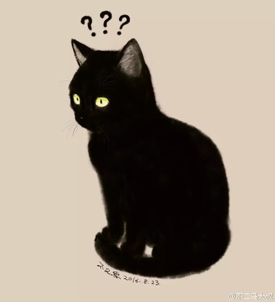 一坨黑黑的猫,好像被拉长了,拉长之后完全就是表情包
