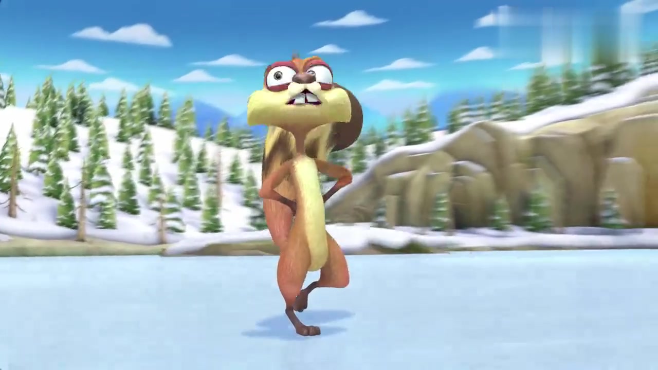 动漫壁纸:光头强为了逃脱吉吉国王的追赶,跳到了结冰的湖面上