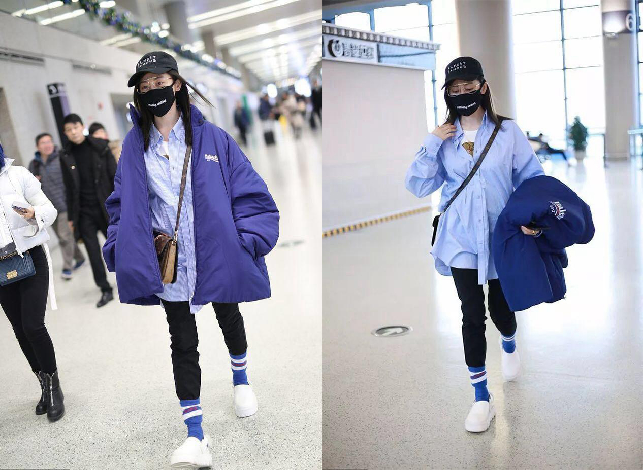 把袜子套在裤子外面,陈瑶太个性,千万别学张歆艺穿成了小短腿!