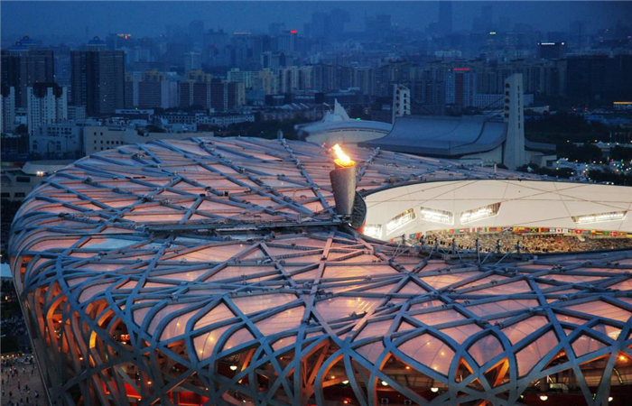 在祖国心脏的,雄伟建筑,鸟巢