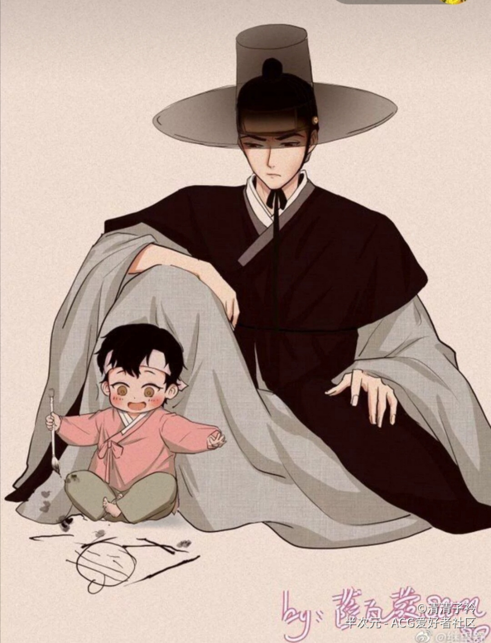 这个生蚝少爷内敛又帅气,小画家好可爱啊~(图源见右下角)