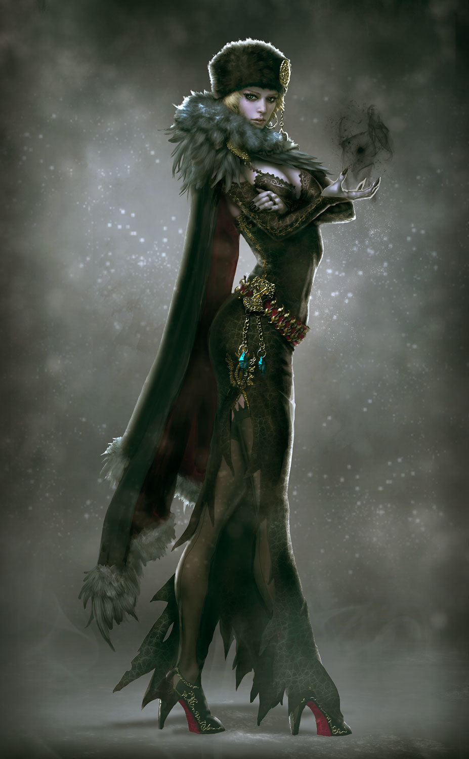 cg唯美女子绘画作品集:云中乱拍禄山舞,风过重峦下笑声