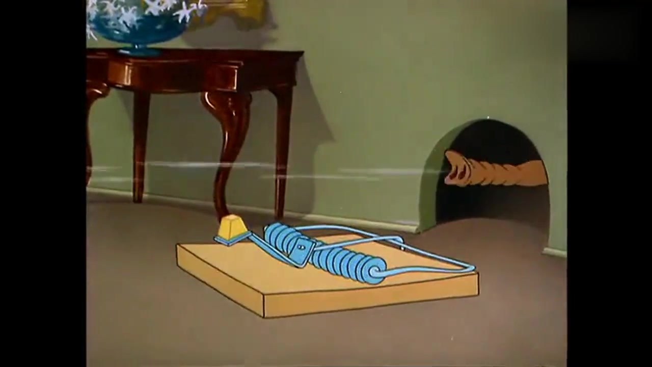 动漫壁纸:小象把汤姆吸了过来,汤姆被大号老鼠夹夹住,发出惨叫