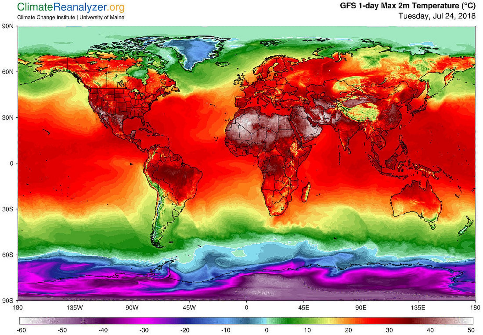 全球实时气温图图片