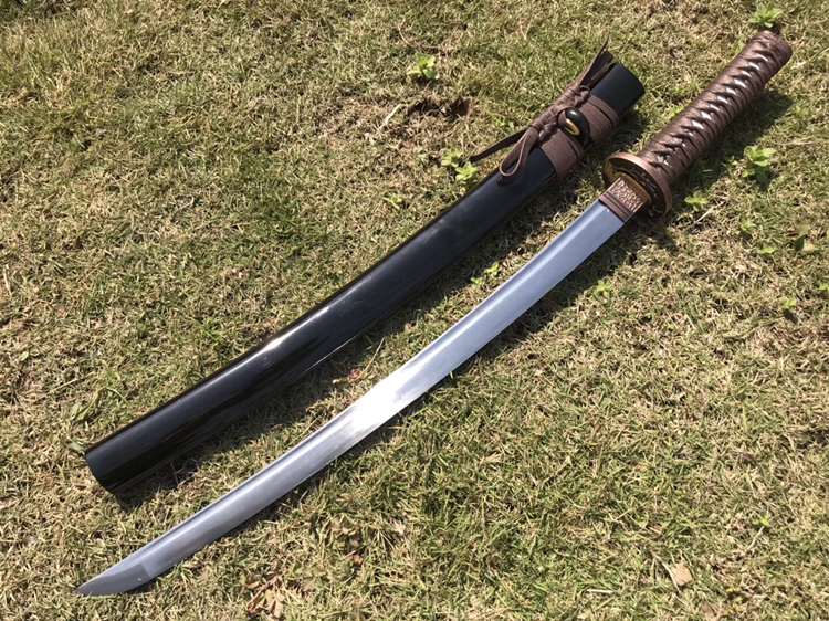 暗香疏影—胁差 高性能打刀,古铜色镀金刀镡,弹簧钢锻打弯曲90度不